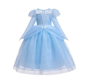 Blue Wonderland Princess Birthday Long Sleeve Party Dress Costume - Fox Baby & Co