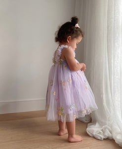 Arabella Garden Floral Tulle Birthday Dress - lilac - Fox Baby & Co