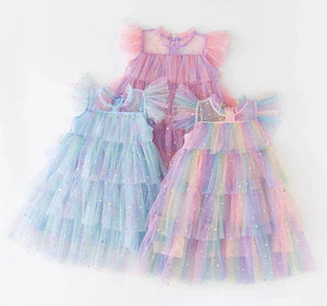 Enchanted Tulle Princess Tulle Birthday Dress Pink Rainbow - Fox Baby & Co