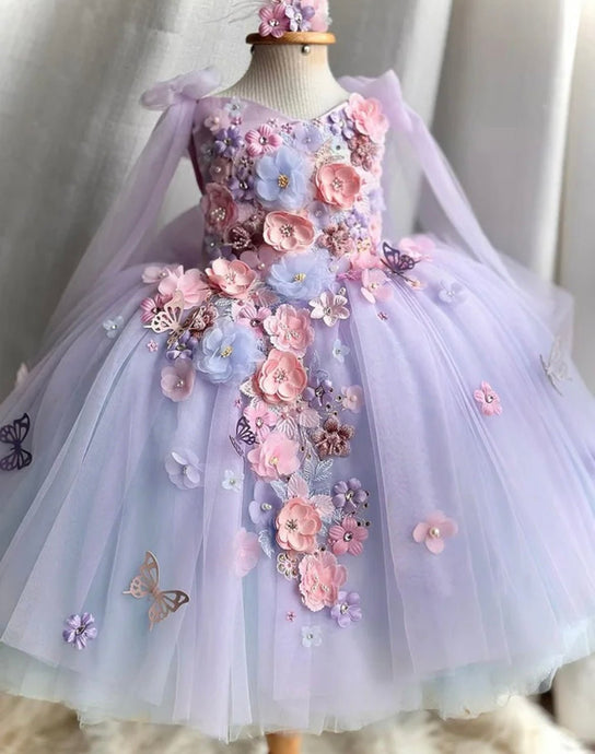 Iris Butterfly Luxe Little Girls Tulle Dress - Lilac - Fox Baby & Co