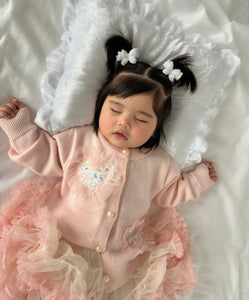 Sparkle Heart Knitted Cardigan & Tulle Tutu - Pink/Peach (pre order) - Fox Baby & Co