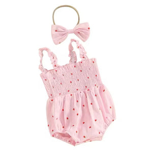 Strawberry Fields Romper & Bow Headband - Fox Baby & Co