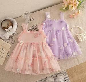 Bella Garden Floral Tulle Birthday Dress - lilac - Fox Baby & Co