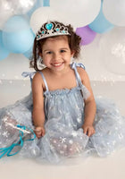 Load image into Gallery viewer, Sparkle Snow Princess Kids little Girls Tulle Dress - Blue
