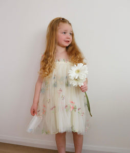 Arabella Garden Floral Tulle Birthday Dress - lemon - Fox Baby & Co