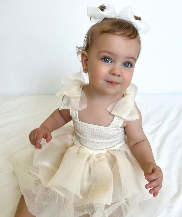 Little girl Mirabelle Tutu Birthday Dress - Ivory - Fox Baby & Co