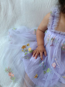 Arabella Garden Floral Tulle Birthday Dress - lilac - Fox Baby & Co