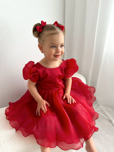 Kids little girls Red Christmas Luxe Dress (pre order) - Fox Baby & Co