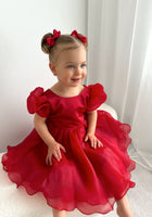 Load image into Gallery viewer, Kids little girls Red Christmas Luxe Dress (pre order) - Fox Baby &amp; Co
