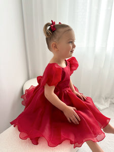 Kids little girls Red Christmas Luxe Dress (pre order) - Fox Baby & Co