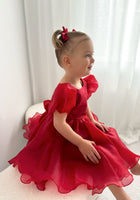 Load image into Gallery viewer, Kids little girls Red Christmas Luxe Dress (pre order) - Fox Baby &amp; Co
