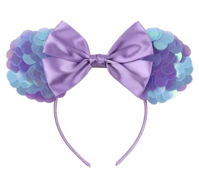 Mermaid Bow Animal Ears Headband - Purple (pre order) - Fox Baby & Co