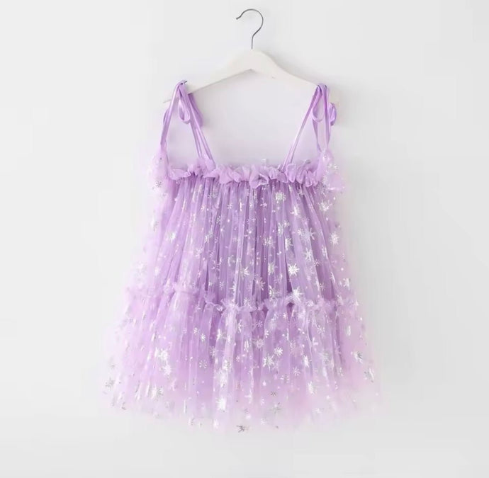 Sparkle Snow Princess Kids little Girls Tulle Dress - Purple - Fox Baby & Co