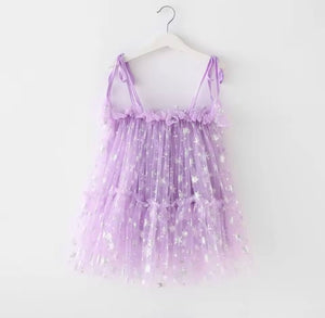 Sparkle Snow Princess Kids little Girls Tulle Dress - Purple