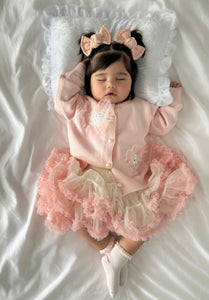 Sparkle Heart Knitted Cardigan & Tulle Tutu - Pink/Peach (pre order) - Fox Baby & Co