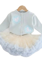 Load image into Gallery viewer, Sparkle Heart Knitted Cardigan &amp; Tulle Tutu - Blue (pre order) - Fox Baby &amp; Co
