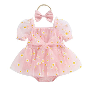 Baby Girls Pink Daisy Tutu Tulle Romper - Fox Baby & Co