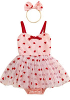 Load image into Gallery viewer, Baby Girl Valentine Tiny Hearts Tutu Romper &amp; Bow (pre order) - Fox Baby &amp; Co
