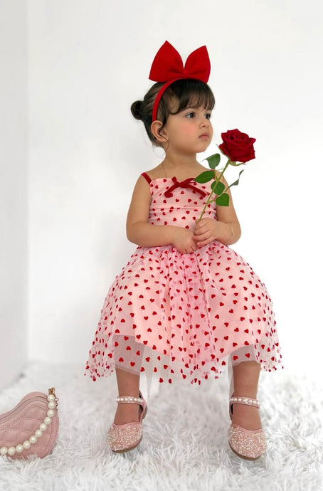 Baby Girl Valentine Tiny Heart Tulle Dress - Pink (pre order) - Fox Baby & Co