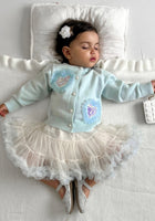 Load image into Gallery viewer, Sparkle Heart Knitted Cardigan &amp; Tulle Tutu - Blue (pre order) - Fox Baby &amp; Co
