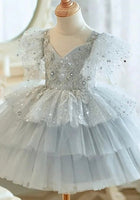 Load image into Gallery viewer, Kids girls Whimsical Sparkle Luxe Party Tulle Dress - Grey (Pre order) - Fox Baby &amp; Co
