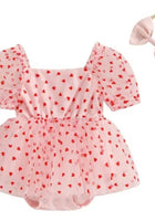 Load image into Gallery viewer, Baby Girls XOXO Tutu Tulle Romper with bow - hearts - Fox Baby &amp; Co
