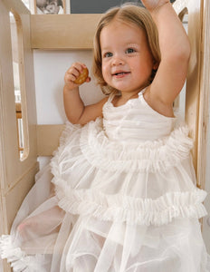Darling Pearl Tulle Birthday Dress - ivory (pre order) - Fox Baby & Co