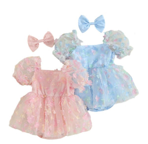 Kids little Girls Clara Tutu Tulle Fairy Romper - Blue - Fox Baby & Co