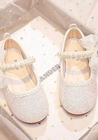 Load image into Gallery viewer, Little Bow Silver Pearl Princess Birthday Girl Mary Jane Shoe (pre order) - Fox Baby &amp; Co
