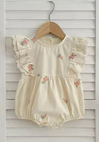 Load image into Gallery viewer, Baby Girls Peach Floral Vintage Romper (pre order) - Fox Baby &amp; Co
