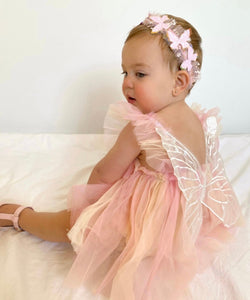 Kids little Girls Aurora Tutu Tulle Fairy Romper - Peach Rainbow - Fox Baby & Co