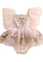 Load image into Gallery viewer, Vintage Floral Tutu Birthday Romper - Cream - Fox Baby &amp; Co

