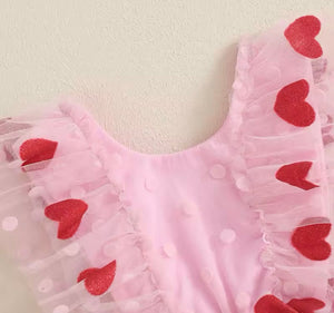 Baby Girl Valentine Red Heart Tutu Romper (pre order) - Fox Baby & Co