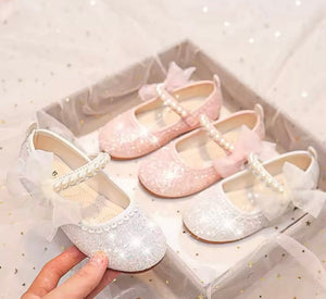 Little Bow Pink Pearl Princess Birthday Girl Mary Jane Shoe (pre order) - Fox Baby & Co