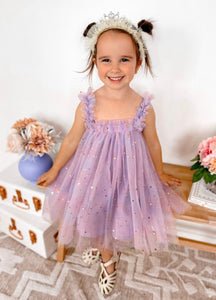 Kids little girls Arabella Tulle Fairy Birthday Dress - Lilac - Fox Baby & Co