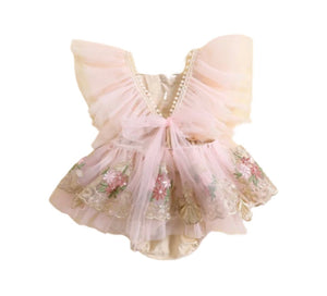 Vintage Floral Tutu Birthday Romper - Cream - Fox Baby & Co