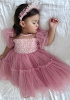 Load image into Gallery viewer, Kid little girl Dusty Rose Pink Fairytale Birthday Tulle Dress - Fox Baby &amp; Co
