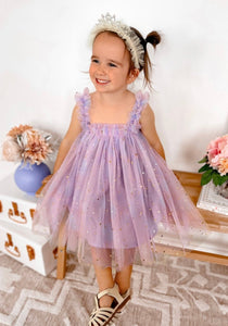 Kids little girls Arabella Tulle Fairy Birthday Dress - Lilac - Fox Baby & Co