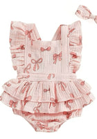 Load image into Gallery viewer, My Valentine Pink Bow Frill Romper &amp; Bow (pre order) - Fox Baby &amp; Co
