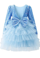 Load image into Gallery viewer, Blue Winter Wonderland Frill Tutu Long Sleeve Dress - Fox Baby &amp; Co
