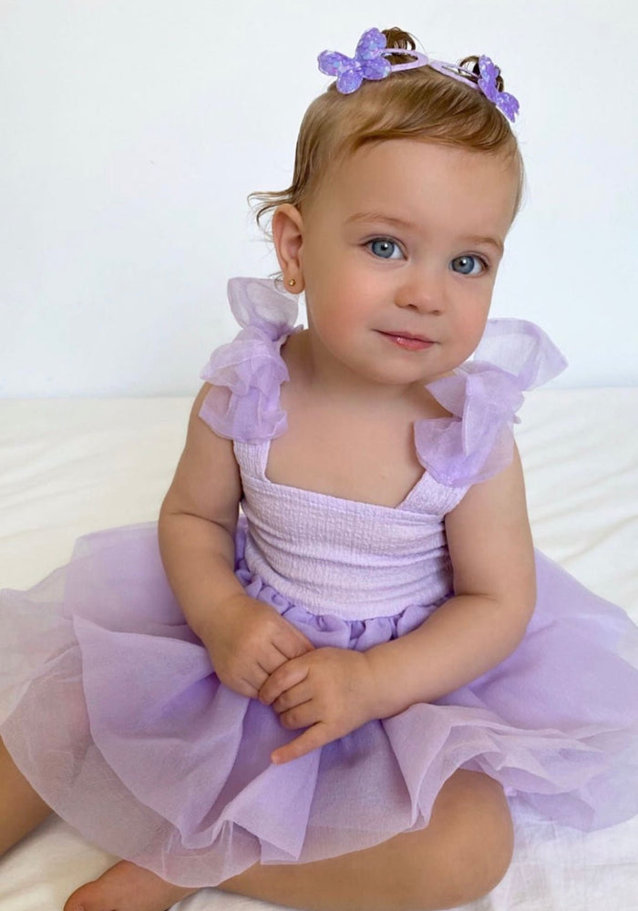 Little girl Mirabelle Tutu Birthday Party Dress Lilac