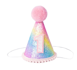 Pastel Rainbow 1st Birthday Party Crown Hat (pre order) - Fox Baby & Co