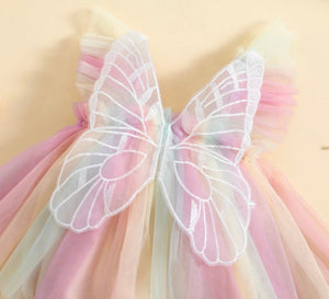 Kids little Girls Aurora Tutu Tulle Fairy Romper - Pink Rainbow - Fox Baby & Co