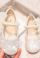 Load image into Gallery viewer, Little Bow Silver Pearl Princess Birthday Girl Mary Jane Shoe (pre order) - Fox Baby &amp; Co
