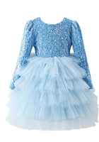 Load image into Gallery viewer, Blue Winter Wonderland Frill Tutu Long Sleeve Dress - Fox Baby &amp; Co
