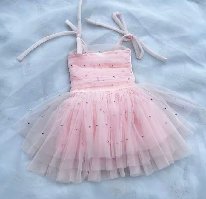 Kids little girls Ballerina Pearl Dress - Pink (limited edition) - Fox Baby & Co