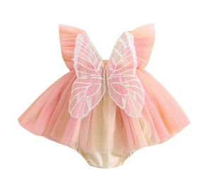 Kids little Girls Aurora Tutu Tulle Fairy Romper - Peach Rainbow - Fox Baby & Co