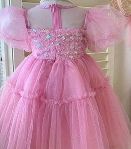 Kid little girl Dusty Rose Pink Fairytale Birthday Tulle Dress - Fox Baby & Co