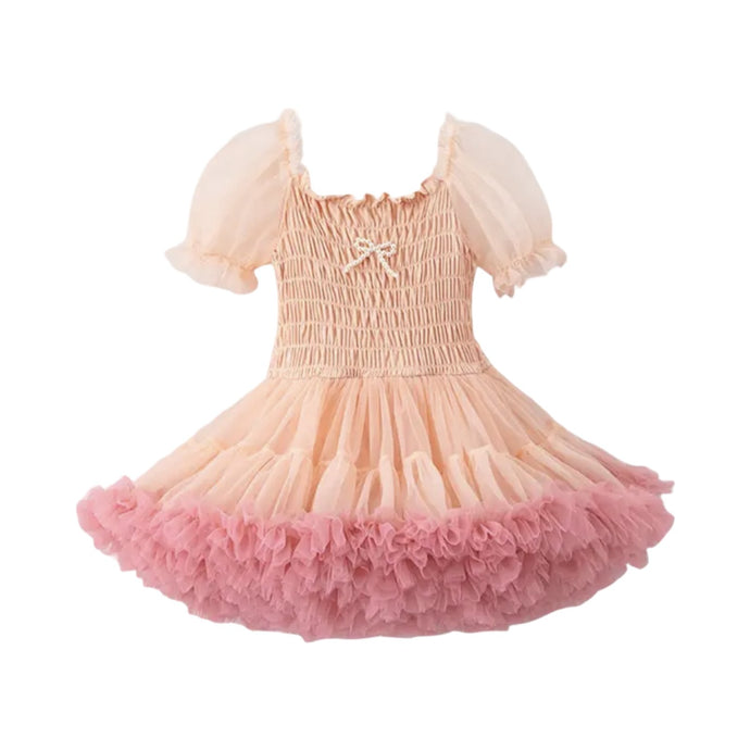 Kids little girls Ballerina Princess Tutu Dress - Peach/Pink - Fox Baby & Co