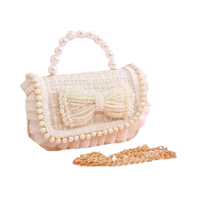 My First Little Kids Handbag - Ivory Pearl Bow - Fox Baby & Co